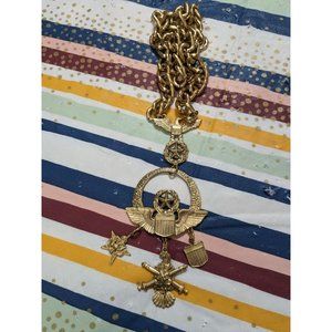 Necklace WW2 US ARMY MILITARY Style CAP BADGE PIN INSIGNIA Costume Jewelry MCM